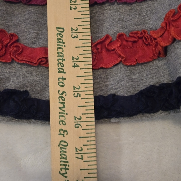 Girl's HANNA ANDERSSON Grey Jersey Knit Multi-Color Rufflling LS Dress 130 Sz 8 - Picture 7 of 11